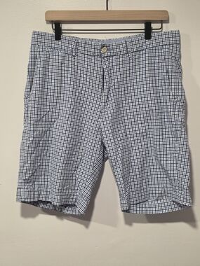 Polo Ralph Lauren Golf Men's Blue and White Check Cotton Shorts Waist Size 33